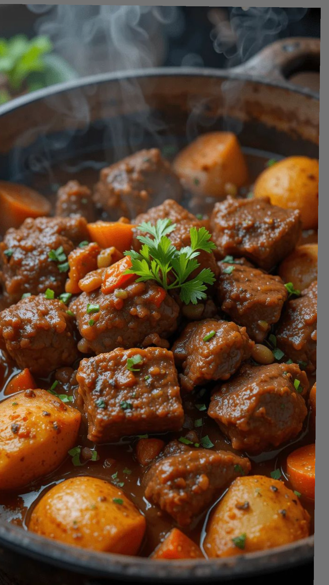 Guisado de carne fumegante